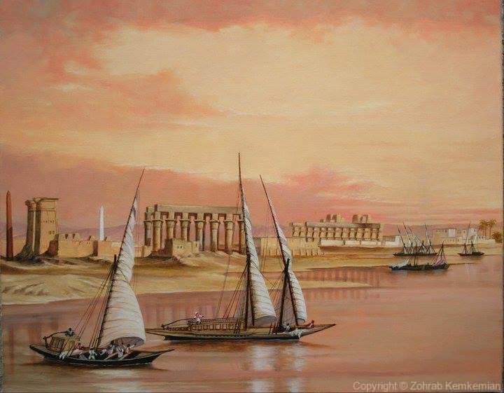 2013 Sunset on the Nile  old temples