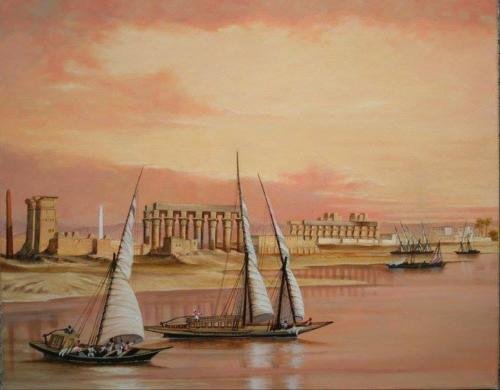 2013 Sunset on the Nile  old temples