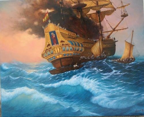 2015 Abandoning Burning Spanish gold ship and awaiting for rescue